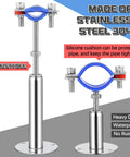 Yaocom 8-pack stainless steel pipe support brackets for wall or ceiling, adjustable height 50-100mm with blue cushion