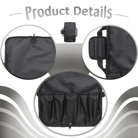 Pro Grade Portable Chef Knife Bag Foldable Knife Roll with Oxford Cloth and handle details, utensil pockets visible.