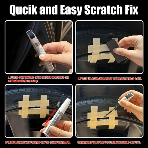Step-by-step guide using Tesla Wheel Rim Touch Up Paint Gunpowder Color For Model Y 3 S X With Masking Tape And Sandpaper