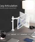 Heavy Hitter Single Monitor Desk Mount With Smooth Tilt And Swivel for 32 Inch or 38 Inch Ultrawide Displays showcasing 360° swivel and tilt.