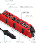 Tailgate Tough 200W Car Power Inverter Converts 12V Dc To 110V Ac No Hassle With Dual Us Sockets Super Fast 2 4 Amp Usb Ports And Type C For Weekend Warriors, showing features like AC sockets and USB ports.