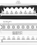 Heavy Duty 600A Power Distribution Block Built Like A Tank With Eight M10 Terminal Studs For Marine Automotive RV Truck And Car Battery Wiring And Repairs Setup dimensions and features shown in black and silver.