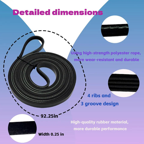 Premium Dryer Drum Conveyor Belt Replacement With Durable Rubber And Reinforced Polyester, size 92.25in, width 0.25 in