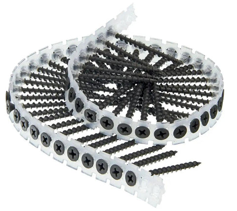 Coiled Duraspin 7 By 2 Inch Drywall To Wood Collated Screws Auto Feed Ready, ideal for quick clean drywall installations.