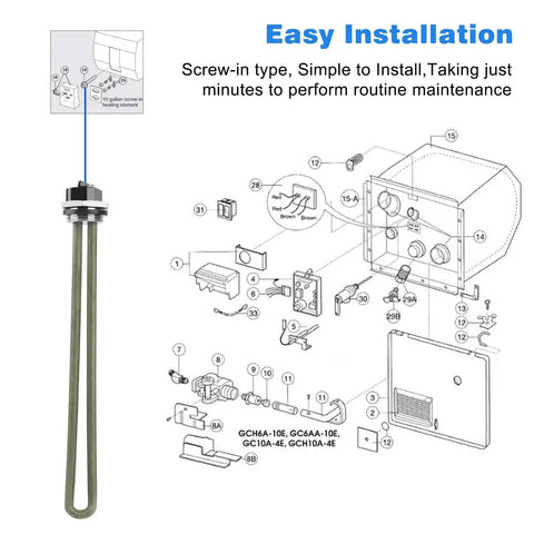 Rugged 1400W RV Water Heater Element Screw In 110V 120V Easy Install For Camper Hot Water Compatible With Atwood GC10A-4E GC6AA-10E