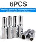Six-piece 8mm Deep Socket Set 3/8 Inch Drive 6 Point With Radius Corner Design for slip-free gripping and rust-resistant build