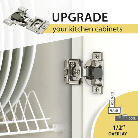 Eight Pack Four Pairs One Half Inch Soft Close Hinges For Kitchen Cabinet Doors Upgrade Your Kitchen With Quiet Self Closing Hidden Door Damper Stainless Steel Satin Nickel Concealed Hardware