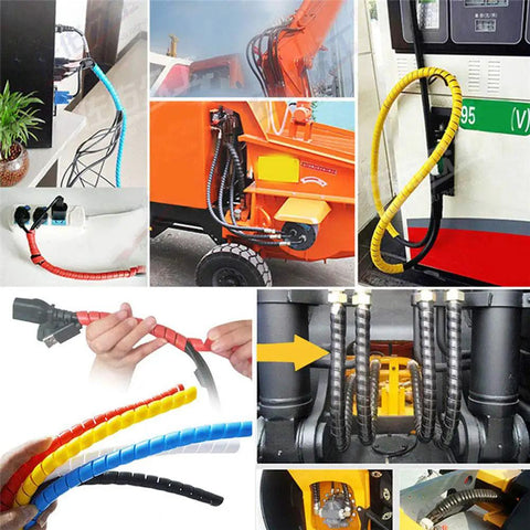 Various uses of Spiral Cable Wrap 4mm 25m White Cable Organizer Sleeve For TV PC Home Cinema CCTV Wires Tidy Binding Durable PE Material