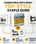 Workhorse Heavy Duty 3/8 T50 Staples For Staple Guns in bulk box, compatible with manual, electric, air staple guns.