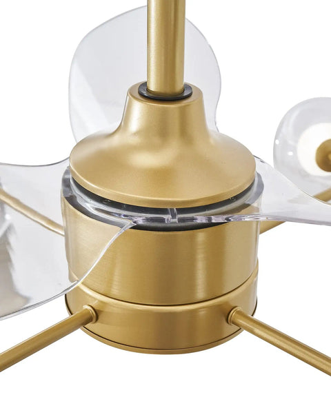 52 Inch Modern Ceiling Fan With Remote Control, 3 Reversible Blades, Glass Shade Kit, 12 Lights Golden Finish, Energy Efficient Quiet Motor, Ideal For Living Room Or Bedroom, Dimmable Light Options Included