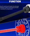 Long Reach Crank Pulley Underdrive Damper Installation Tool Kit - threaded rod and adapter illustration for V8 V6 engines