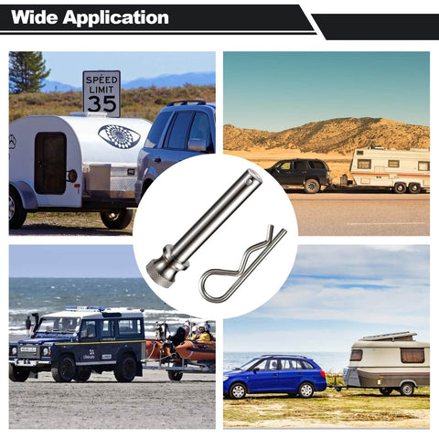 Stainless Steel Trailer Hitch Pin And Clip Five Eighths Inch Diameter Fits Two Inch And Two And A Half Inch Receivers Rust Resistant