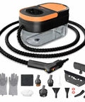 GLAMMAGIC Steam Cleaner With Adjustable Handle And 15 Accessories For Deep Cleaning Floors, Carpets, And Hard Surface Surfaces At Home with various attachments.