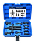 10 Piece Motorcycle Blind Bearing Puller Kit With Inner Bearing Extractor Collets 8mm To 25mm in open blue case