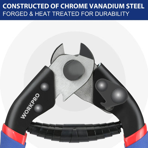 Heavy Duty Cable Cutter For Hard Wire Ropes And Aircraft Cables, Seven And A Half Inch Chrome Vanadium Steel Jaw close-up