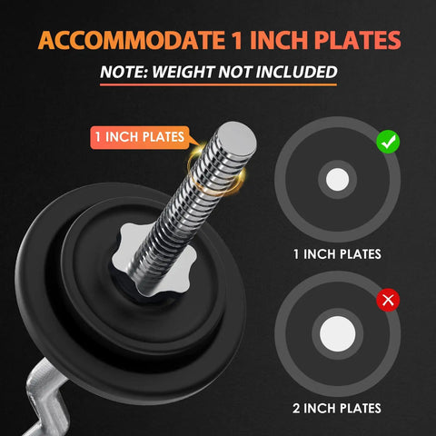 47 Inch EZ Curl Bar With Curved Shaft for 1 Inch Weight Plates and Star Collars
