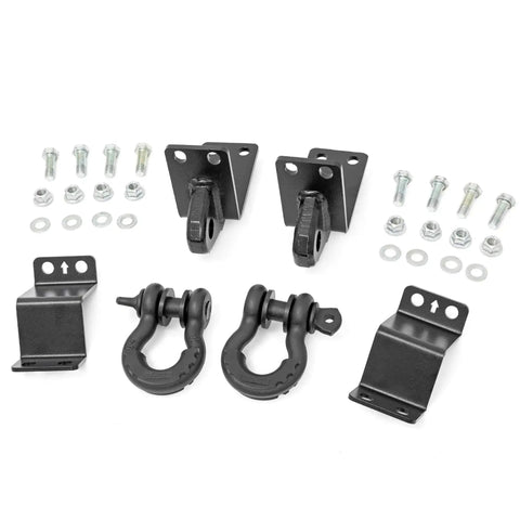 Rear Shackle Kit Beefed Up With D Rings And Rubber Isolators For Seven Eighths Pins Gloss Black Powder Coat Easy Bolt On Install