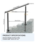 Rock Solid Heavy Duty Black Iron Handrail For Outdoor Steps And Porches Ready To Install Side Mount Staircase Railing dimensions and specifications.