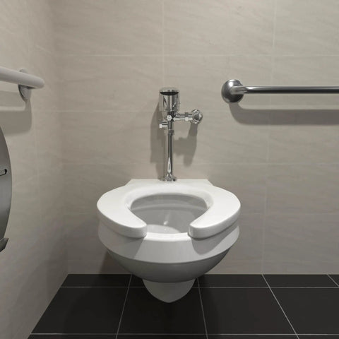 Exposed Sensor Flush Valve For Toilet EZ Gear Driven 1.6 GPF Diaphragm Valve Water Closet Flush System AquaSense Series IP65 Protected Electronics Clog Resistant Built To Last Over 500000 Cycles No Fuss Low Maintenance installed above toilet
