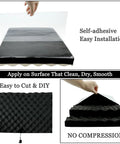 Hella Thick One Point Eight Inch Closed Cell Soundproofing Foam Egg Crate Acoustic Panels Peel And Stick For Walls DIY showing adhesive backing and installation.