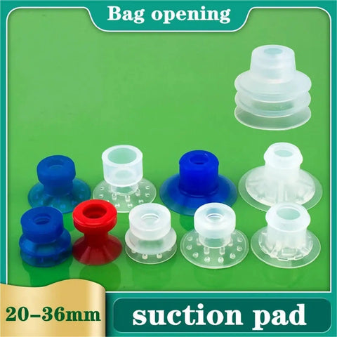 Industrial Pneumatic Vacuum Gripper For Bag Opening Heavy Duty Suction Cup Tool strong suction pads in various colors and sizes 20-36mm.