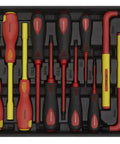 50-piece 1000V Insulated Tool Kit 3/8 Inch Drive in protective case, showing various hand tools with high voltage safe sockets.