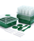 120 Cell Seed Starter Kit With 10 Seedling Trays 12 Cells Each Humidity Dome Green Base Plant Tags And Hand Tool Set