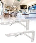 Beefy Wall Mount Folding Shelf Bracket for RVs and Boats, rustproof cold rolled steel, 90 kg load, shown in modern RV interior