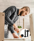 Man using No 6 By 1.5 Inch Truss Head Phillips Wood Screws In 18 8 Stainless Steel Black Coated Full Thread 100 Pack For Multipurpose Indoor And Outdoor Projects in furniture assembly.