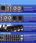 Back panel of 12 Channel Audio Mixer For Live Stage Performance With Independent Mute, showing inputs, auxiliary and EQ controls.
