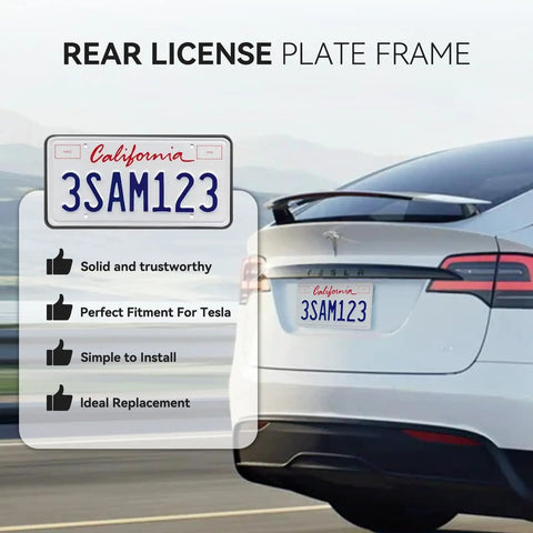 Tesla Model 3 And Model Y Rear License Plate Frame Kit With Stainless Steel Cap And Screws Rust Proof And Rattle Proof