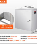 Stainless Steel Electrical Enclosure Box 16x16x8 Inch, 304 Grade Weatherproof IP65 Wall Mount Cabinet with dimensions and features.