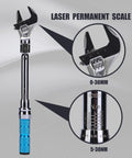 Adjustable Torque Wrench 5 To 30 Nm With 30mm Open End And Click Stop Changeable Head showing laser scale and Nm range