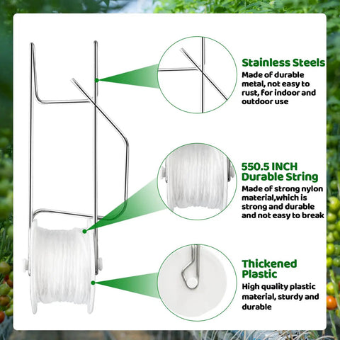 Greenhouse Trellising Kit With 10 Tomato Hooks And 100 Support Clips For Metal And Nylon Plant Support White Linear Tomato Trellis System For Home Garden And Farm