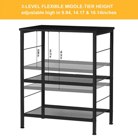 Real Deal Three Tier Rolling Cart With Smooth Ride Wheels For Kitchen Microwave Storage And Flexible Home Organization with adjustable rack