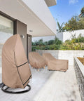 Patio Hanging Egg Chair Cover Waterproof Outdoor Single Seat Swing Chair With Stand Fits Up To 45W By 33D By 68H Inches