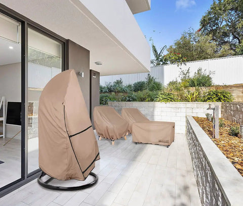 Patio Hanging Egg Chair Cover Waterproof Outdoor Single Seat Swing Chair With Stand Fits Up To 45W By 33D By 68H Inches