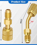 R410A Mini Split Adapter For Gauges, 5/16 To 1/4 SAE Fittings With Straight And Angled Vacuum Ports, 42mm and 66mm sizes