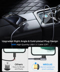 No Hassle 125W Car Fast Charger With PD 65W USBC and QC 60W USBA Dual Port Output Charging Cable For iPhone 17 16 Pro Max Samsung Galaxy S24 Ultra Plug N Play Beast with braided cable in car interior.