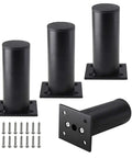 Set Of 4 4 Inch Adjustable Aluminum Furniture Legs With Screws, shown with mounting hardware, beefy built to last round sofa feet