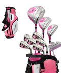 Ladies Left or Right Handed Golf Club Set For Regular And Petite Fits, 460cc Titanium Driver, pink details and deluxe bag