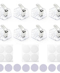 Pack Of 8 Hexagonal Water Ripple Self Adhesive Wall Hooks Silver No Drill Heavy Duty Storage Snag Your Gear Simple Peel Mount.
