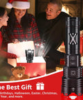 Crazy Bright Rechargeable LED Flashlight With Up To 100000 Lumens Zoomable Beam opened as a gift by a family