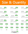 Diagram of All In One White Nylon Pan Head Screws And Nuts Kit With Washers, sizes from M2 to M6, showing quantity and dimensions.