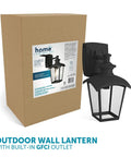Seeded Glass Outdoor Wall Lantern With Built In GFCI Outlet And Two Receptacles White Finish 1 Light Exterior Lighting For Porch Or Patio