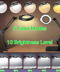 15X Magnifying Glass With Light And Stand For Crafting, Reading, And Repair Tasks, 5 Color Modes And 10 Brightness Levels
