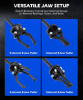 All In One Slide Hammer Puller Kit DIY Ready 22 Piece With One Inch To Two Inch And Seven Eighths Inch Adapters Front And Rear Axle Bearing Seal Remover Dent Repair Tool Set 2 Jaw And 3 Jaw Yokes showing external internal pullers