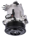 Heavy Duty AC Compressor Direct Bolt Replacement For Buick LaCrosse And Regal 2012 To 2016 2.4L Engine, detailed view showing connectors.
