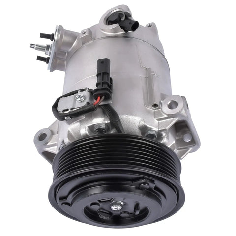 Heavy Duty AC Compressor Direct Bolt Replacement For Buick LaCrosse And Regal 2012 To 2016 2.4L Engine, detailed view showing connectors.