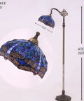 Image of Blue Stained Glass Dragonfly Tiffany Style Floor Lamp with Arched Gooseneck, 64 inches tall, 12 inch lampshade.